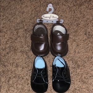 NB-3 months baby boy dress shoes black and brown